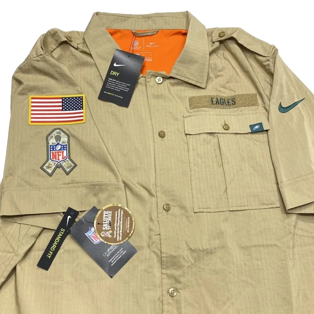 NWT‎ Philadelphia Eagles Nike Salute to Service Button Shirt L Men NFL Football